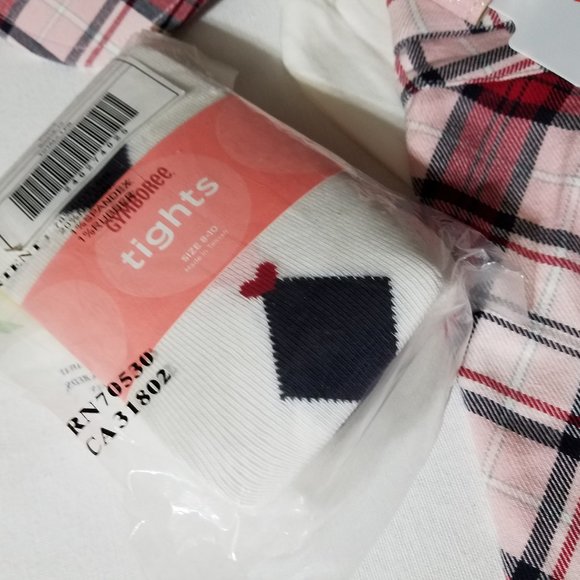 Gymboree Schoolgirls Rock size 9 shirt, 8 adjustable waist skort, 8-10 tights - Picture 4 of 11